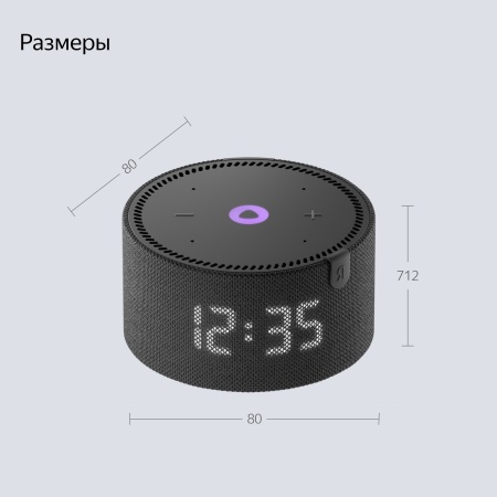 Умная колонка Яндекс Станция Мини с часами, Черный оникс