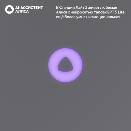 Умная колонка Яндекс Станция Лайт с Алисой Второе поколение Графит