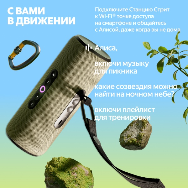 Портативная умная колонка Яндекс Станция Стрит с Алисой, Оранжевый